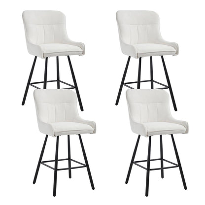 Barhocker Set 4er – Chenille, Weiß, Modern & Robust