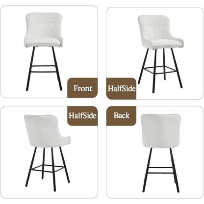 Barhocker Set 4er – Chenille, Weiß, Modern & Robust