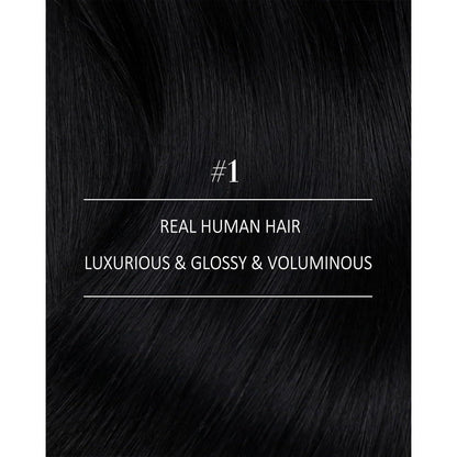 Echthaar Clip-in Extension Schwarz 55cm – Volumenspendend & Stylingfähig