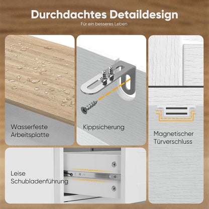 Küchenschrank mit Arbeitsplatte – Braun, 2 Schubladen & 2 Türen