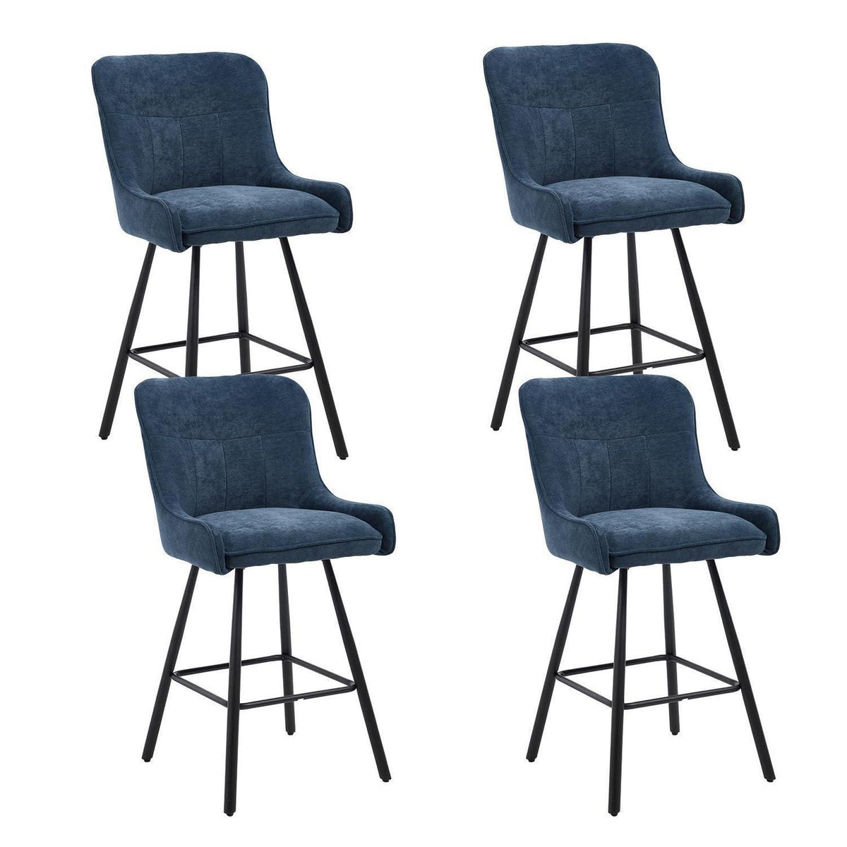 4 Barhocker Blau, Chenille, Modern & Robust