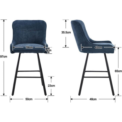 4 Barhocker Blau, Chenille, Modern & Robust