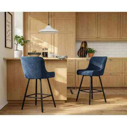 4 Barhocker Blau, Chenille, Modern & Robust