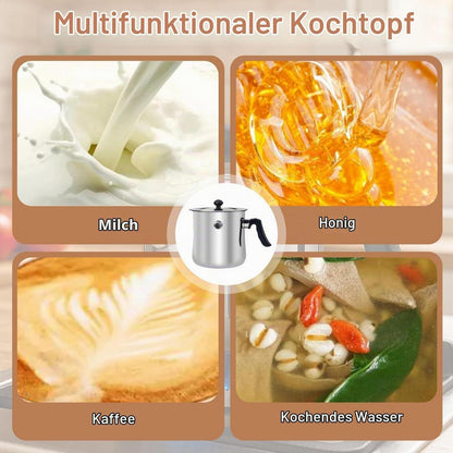 1.5L Edelstahl Milchtopf mit Deckel & Pfeife