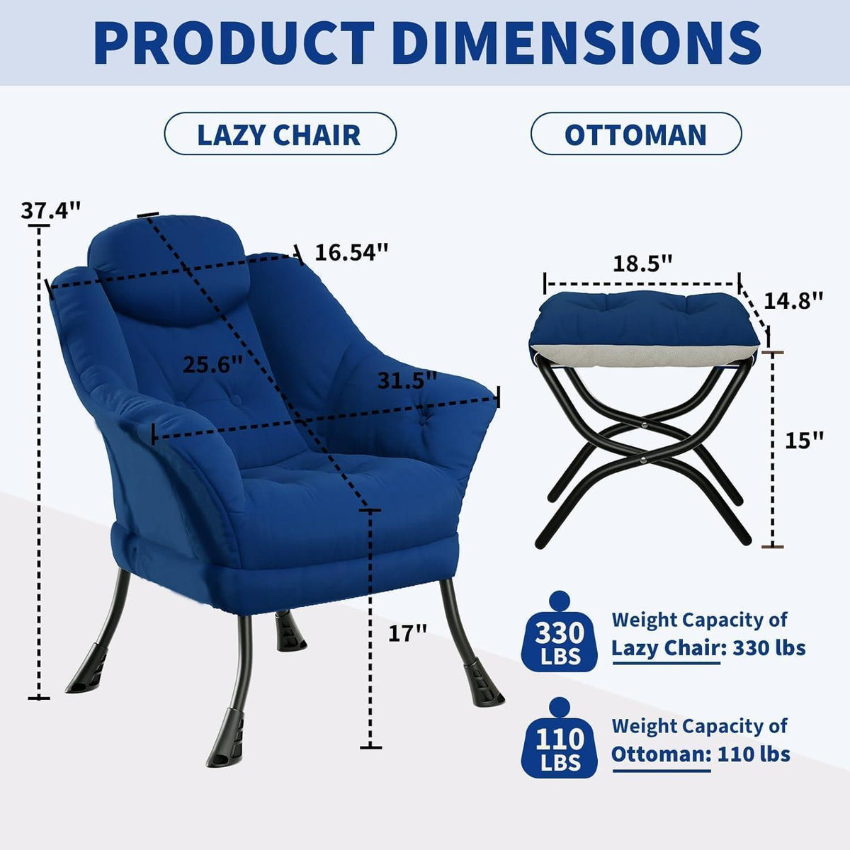 Bequemer Sessel mit Hocker – Modernes Lounge-Design in Blau