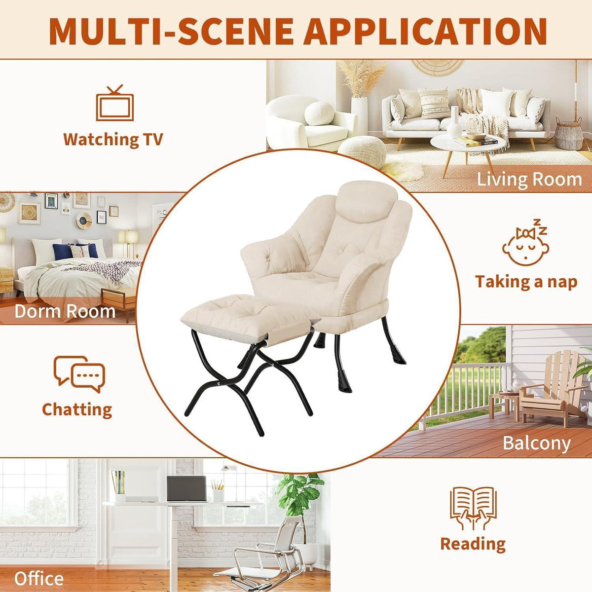 Bequemer Sessel mit Hocker – Modernes Lounge-Design in Beige