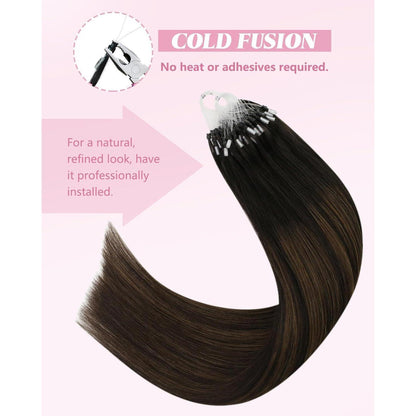 Echthaar Microring Extensions Braun Balayage 50-55cm