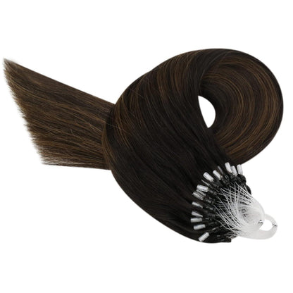 Echthaar Microring Extensions Braun Balayage 50-55cm