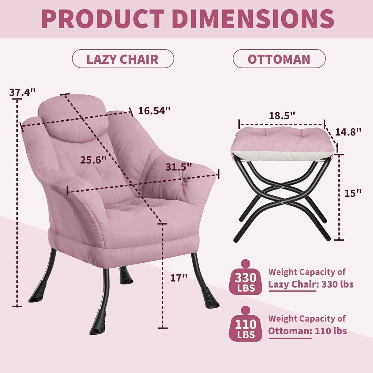 Bequemer Sessel mit Hocker – Modernes Lounge-Design in Rosa