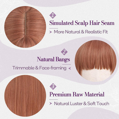 Auburn Bob Perücke mit Pony – Kurzes, rotes Haar für Damen