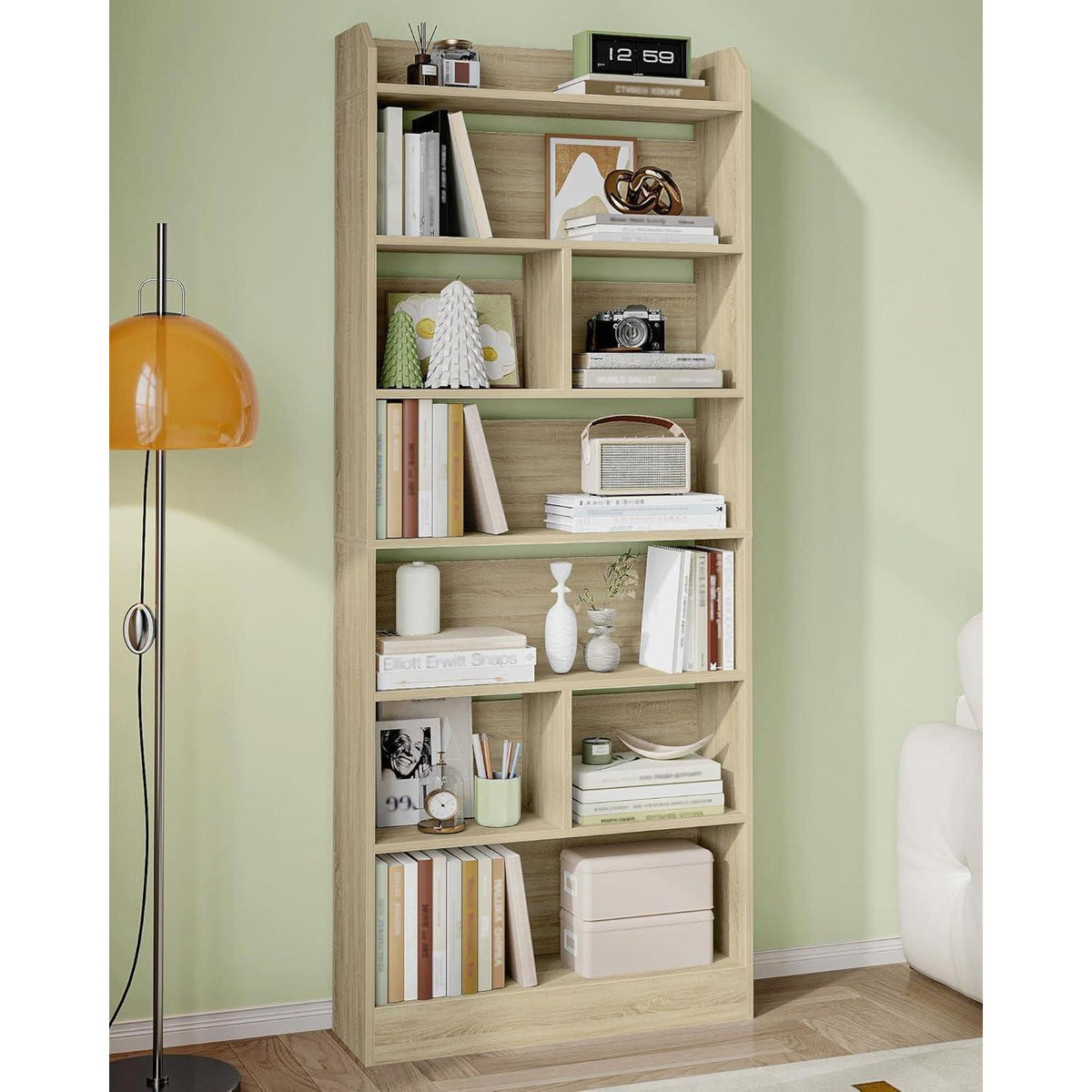 Bücherregal 7 Fächer Eichenbeige – Standregal für Wohnzimmer