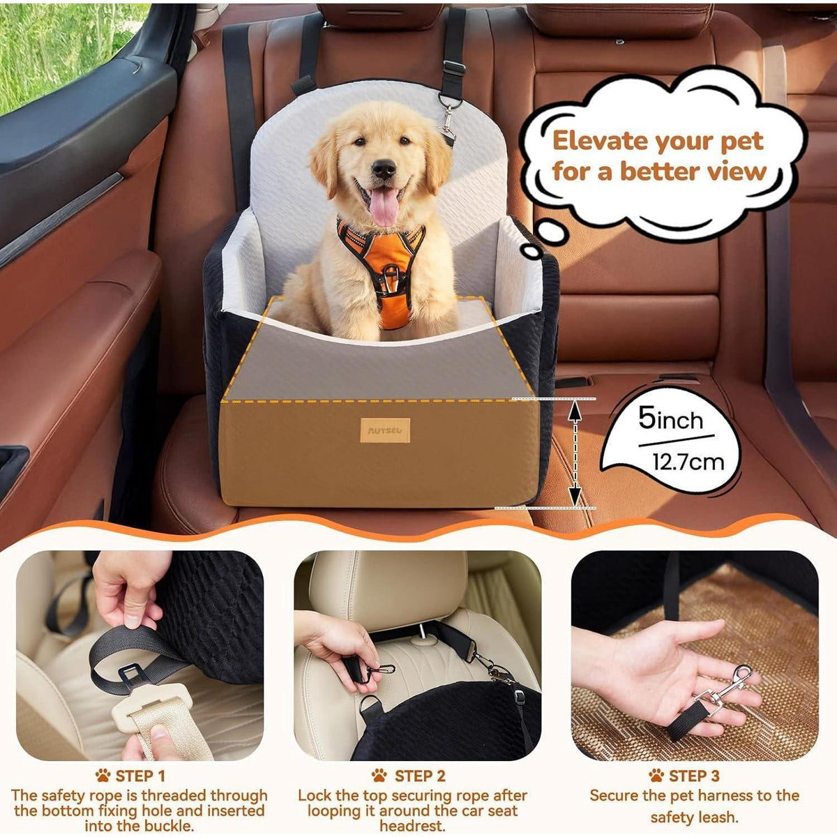Hunde Autositz wasserfest & sicher – für kleine & mittlere Hunde