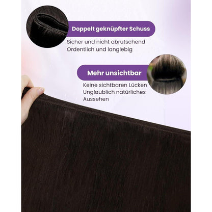 Dunkelbraune Echthaar Tressen – Remy Menschenhaar 45cm