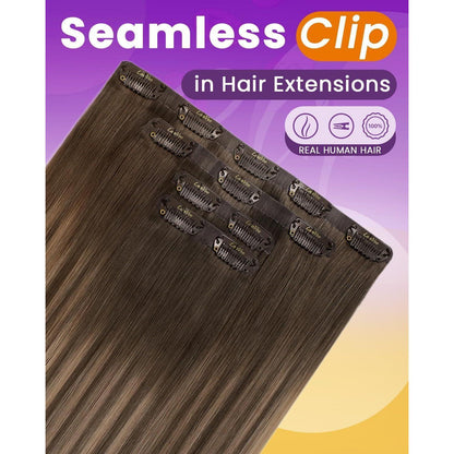 Echthaar Clip-Ins Ombre Blond 50cm - Volumenset