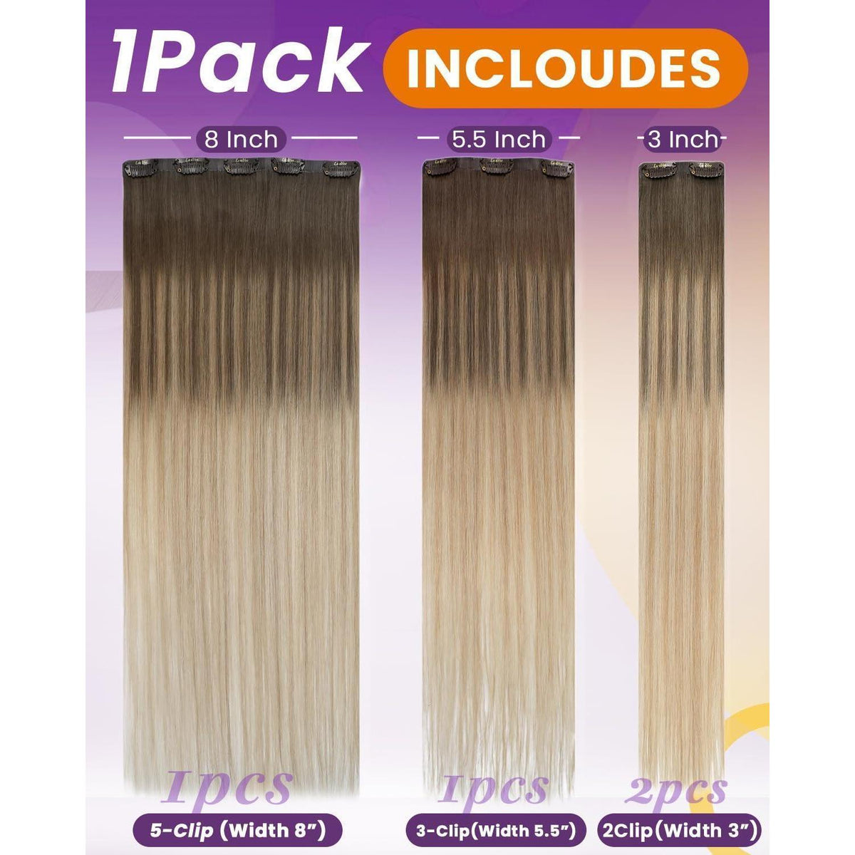 Echthaar Clip-in Extensions Ombre Blond 40cm