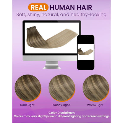 Echthaar Clip-in Extensions Ombre Blond 40cm