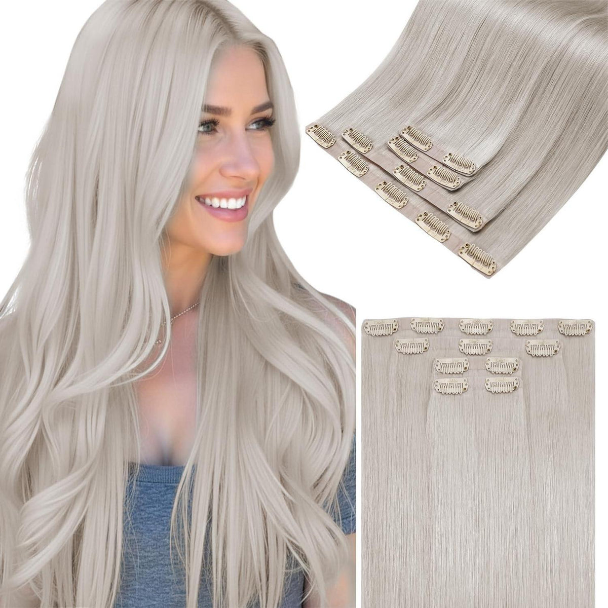 Blond Echthaar Clip-in Extensions 50cm – Remy Haarverlängerung