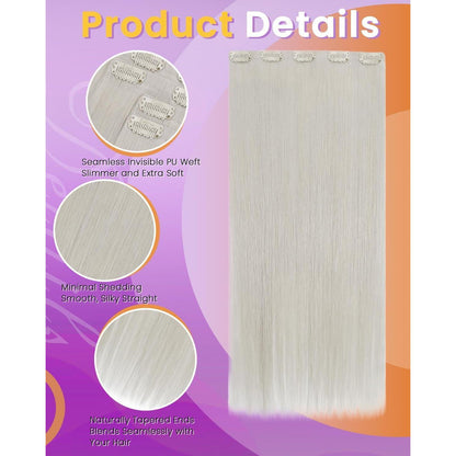 Echthaar Haarverlängerung Platinblond Clip-in 40cm