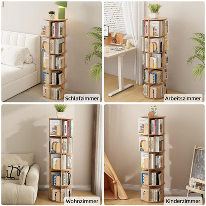 Drehbares Kinderbücherregal aus Massivholz, 5 Ebenen