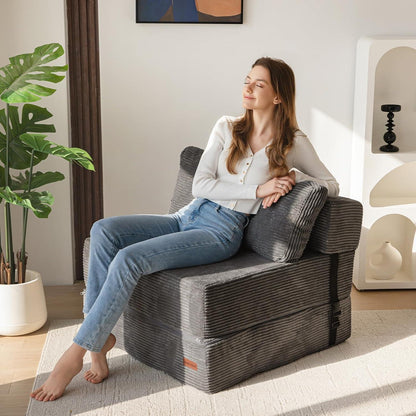 Klappsofa mit Schlaffunktion – Grau, 160x80x40 cm