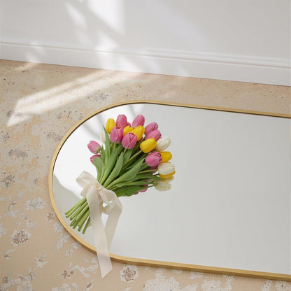 Gebogener Standspiegel 161x52cm – Goldener Aluminiumrahmen