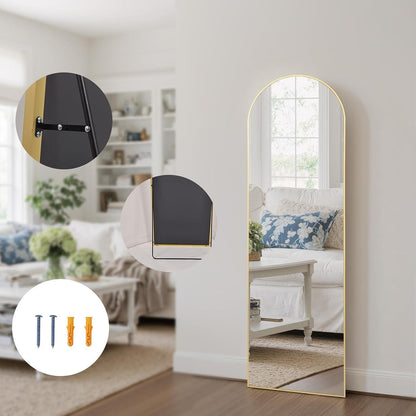 Gebogener Standspiegel 161x52cm – Goldener Aluminiumrahmen