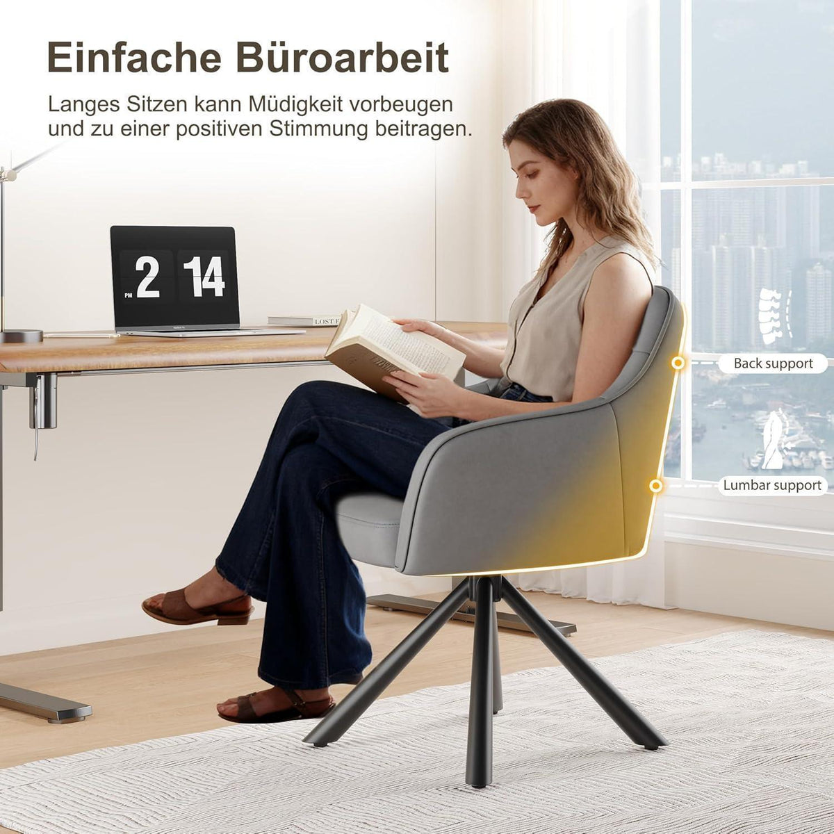 Drehbare Esszimmerstühle 2er Set mit Samt & Armlehnen