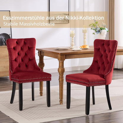 Samt-Esszimmerstühle 6er Set – Burgunderrot, Modern & Komfortabel