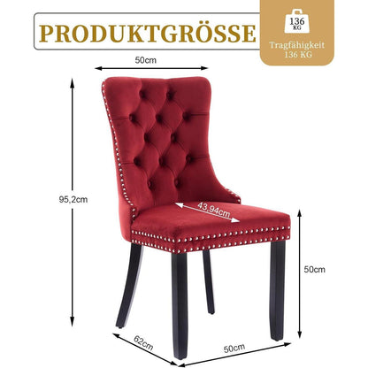 Samt-Esszimmerstühle 8er Set – Burgunderrot, Modern & Komfortabel