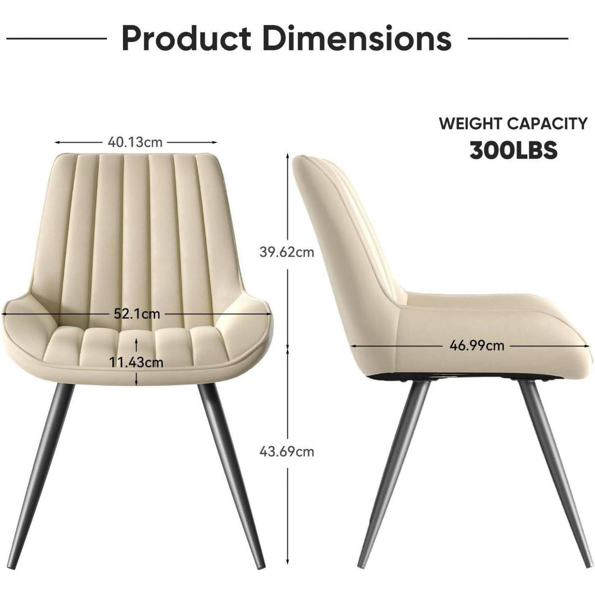 Esszimmerstühle 4er Set | Beige Polsterstühle mit Sitzkissen