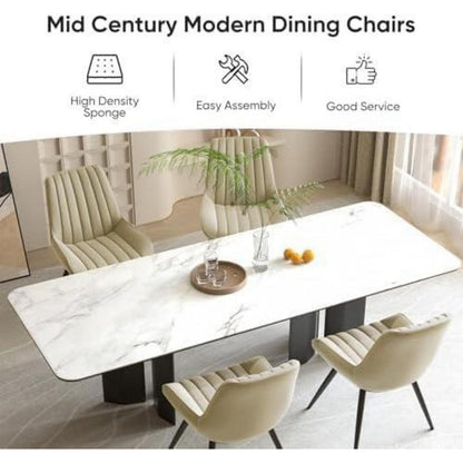 Esszimmerstühle 4er Set | Beige Polsterstühle mit Sitzkissen
