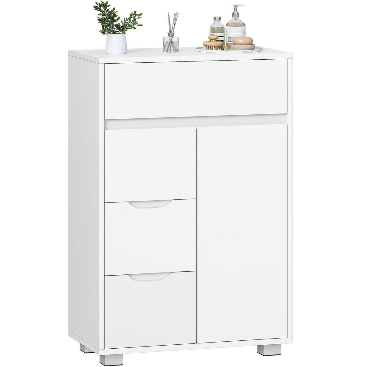 Hzuaneri Badschrank mit Verstellbarem Innenraum & 4 Schubladen
