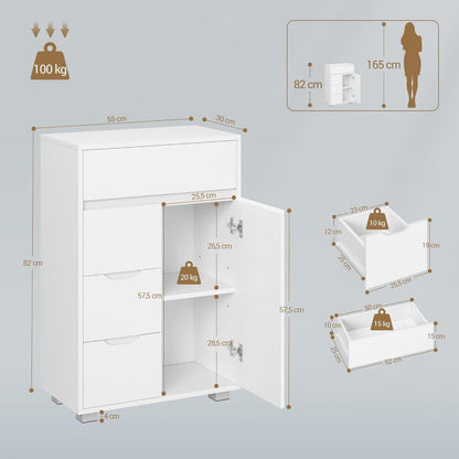 Hzuaneri Badschrank mit Verstellbarem Innenraum & 4 Schubladen