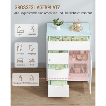 Hzuaneri Badschrank mit Verstellbarem Innenraum & 4 Schubladen