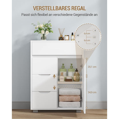 Hzuaneri Badschrank mit Verstellbarem Innenraum & 4 Schubladen