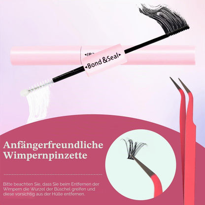 Wimpern Extensions Set 730pcs – Cluster Lashes mit Kleber & Pinzette