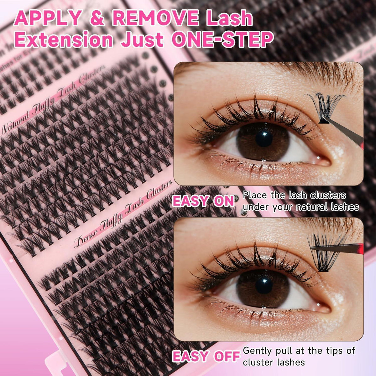 Wimpern Extensions Set 730pcs – Cluster Lashes mit Kleber & Pinzette
