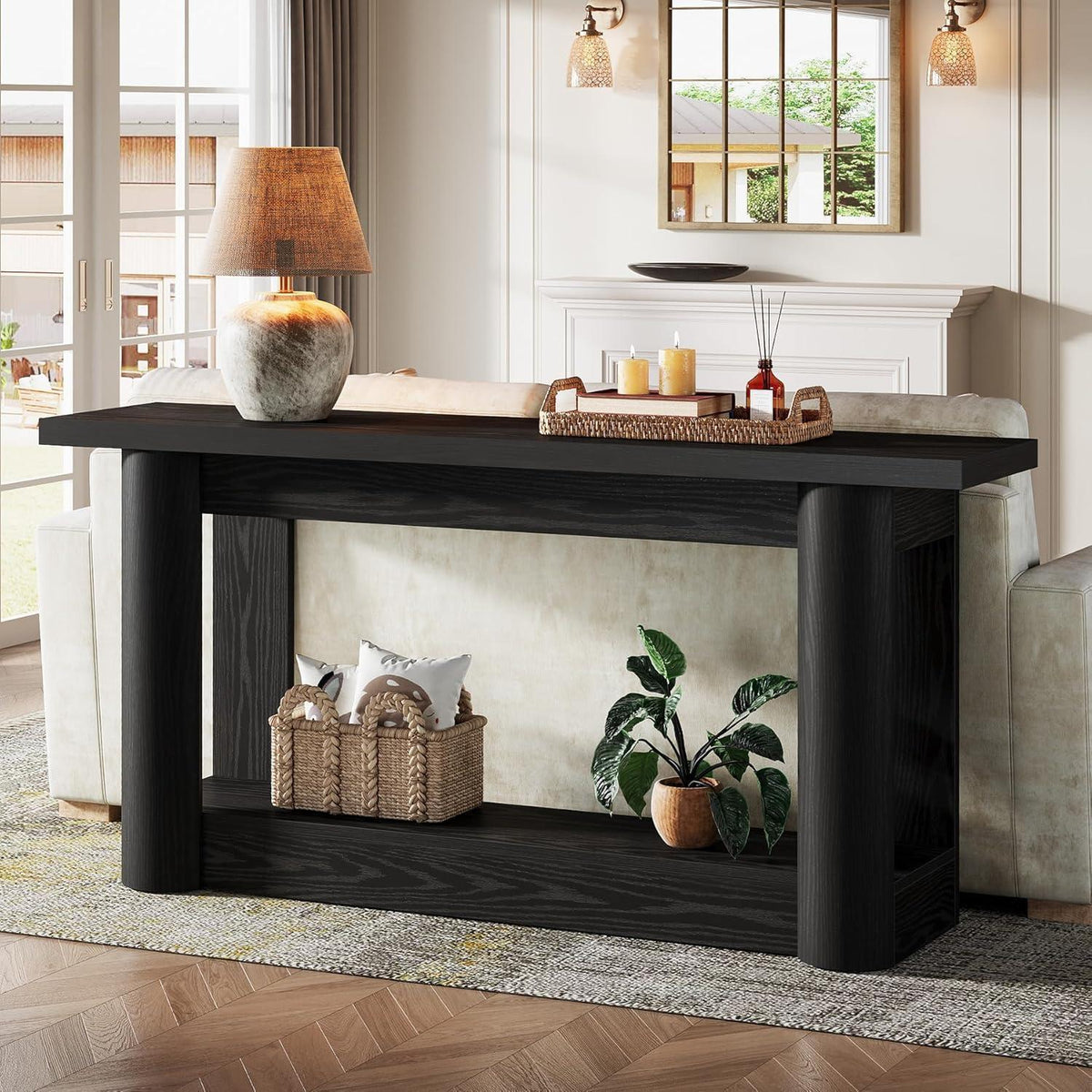 160cm Konsolentisch Schwarz – Schmaler Flurtisch für Wohnzimmer