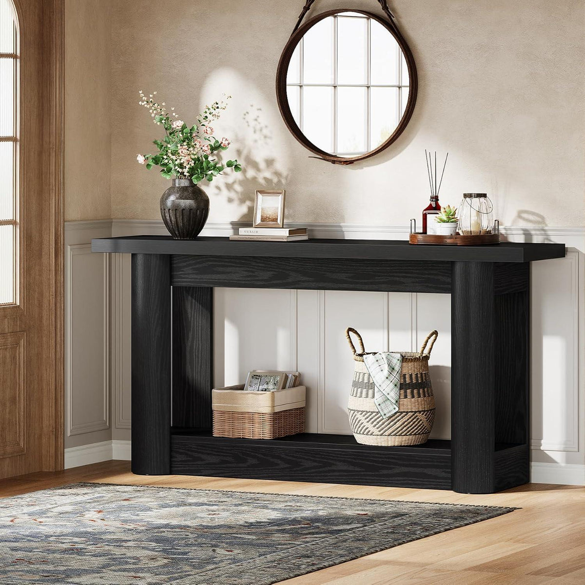 160cm Konsolentisch Schwarz – Schmaler Flurtisch für Wohnzimmer
