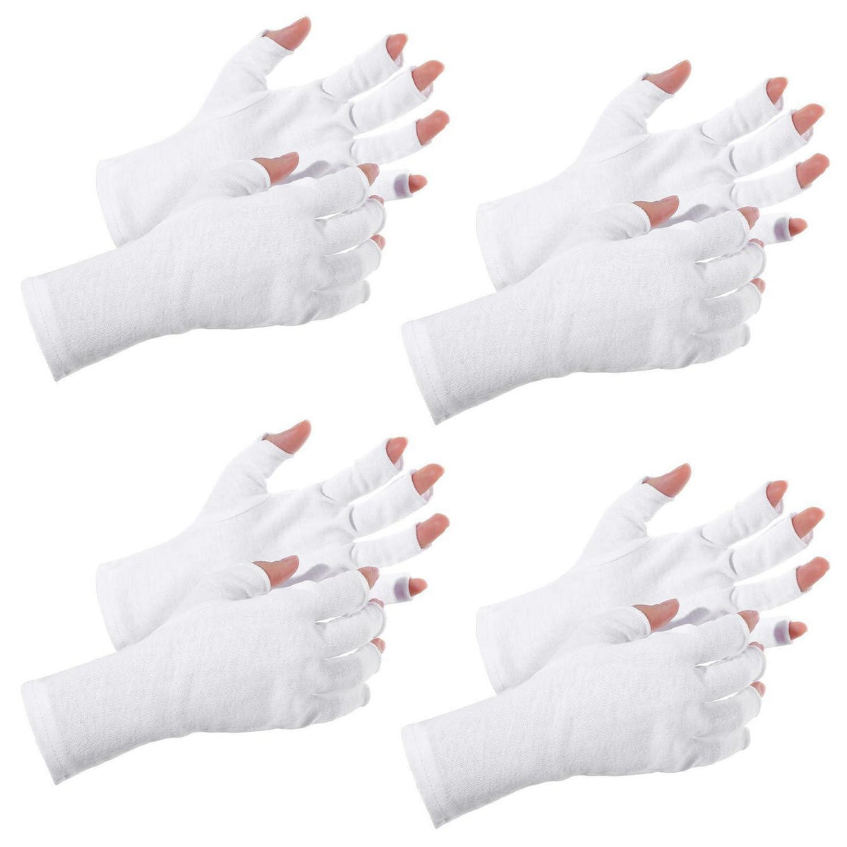 4 Paar Fingerlose Baumwollhandschuhe 23cm
