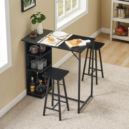 Litake Bartisch Set mit 2 Barhockern – Industrie-Stil