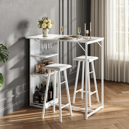 Litake Bartisch Set mit Barhocker – Industrie-Stil Weiß