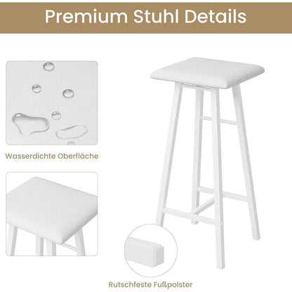 Litake Bartisch Set mit Barhocker – Industrie-Stil Weiß