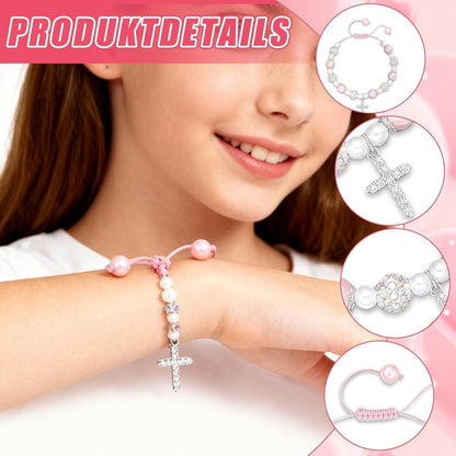 Kreuz Armband Mädchen Kommunion Geschenk mit Karte