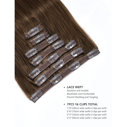 Echthaar Clip-In Extensions – Mittelbraun 10 Zoll