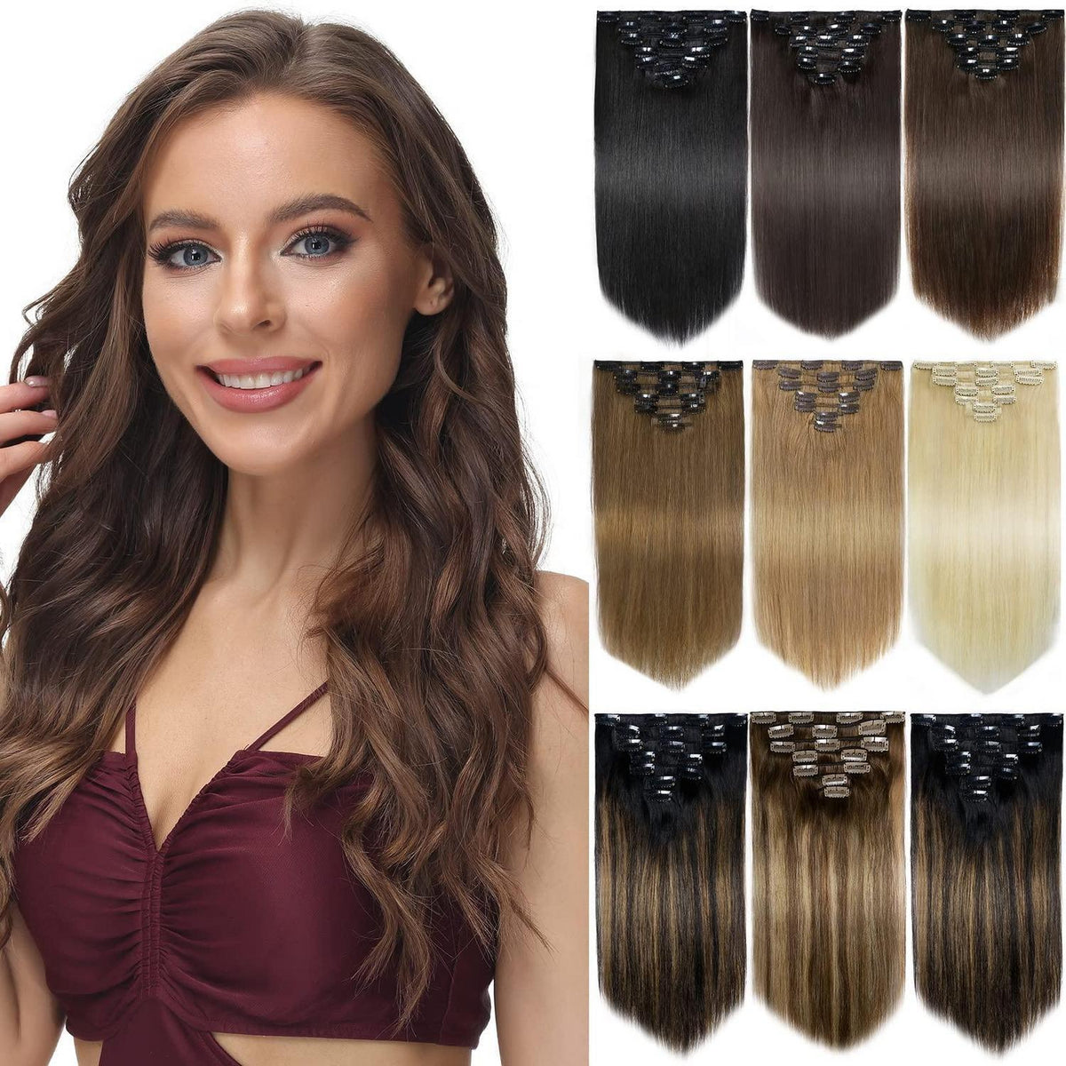 Echthaar Clip-in Extensions Dunkelblond 14 inch