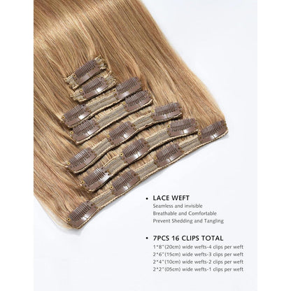 Echthaar Clip-in Extensions Dunkelblond 14 inch