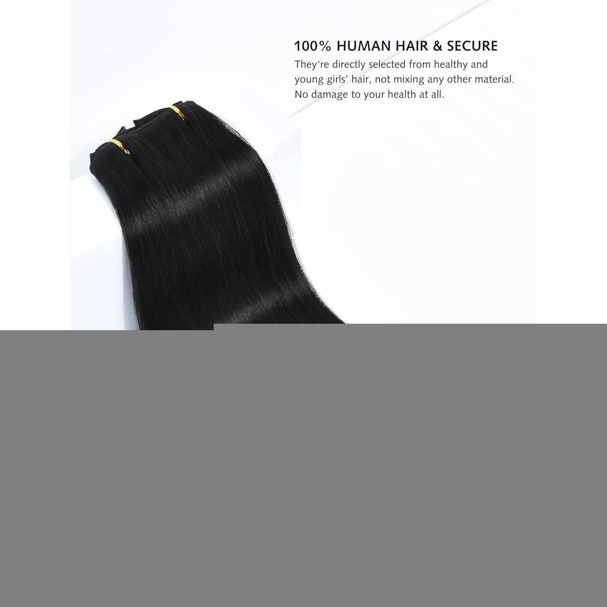 Echthaar Clip-in Extensions – 100g, 10 Zoll, Schwarz