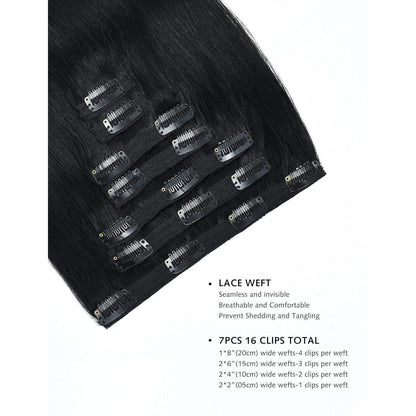 Echthaar Clip-in Extensions – 100g, 10 Zoll, Schwarz