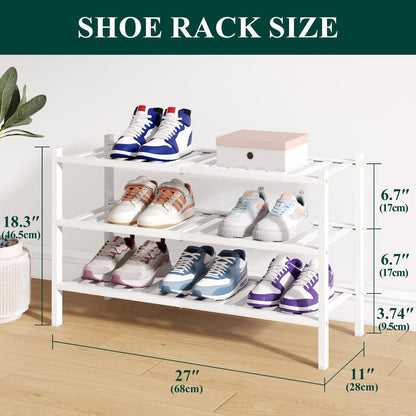 Bambus Schuhregal 3 Ebenen – Platzsparend & Stapelbar